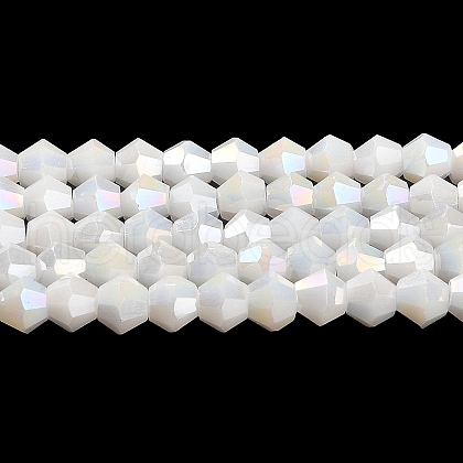 Opaque Solid Color Electroplate Glass Beads Strands EGLA-A039-P4mm-B15-1