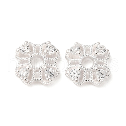 S925 Sterling Silver Clear Cubic Zirconia Bead Caps STER-A047-07A-S-1