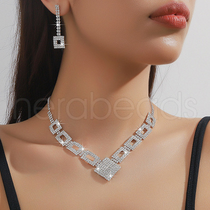 Rectangle Brass with Crystal Rhinestone Jewelry Sets WG3D549-03-1