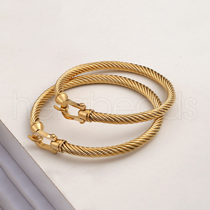 Twisted 304 Stainless Steel Bangles for Women BJEW-P352-01G-1