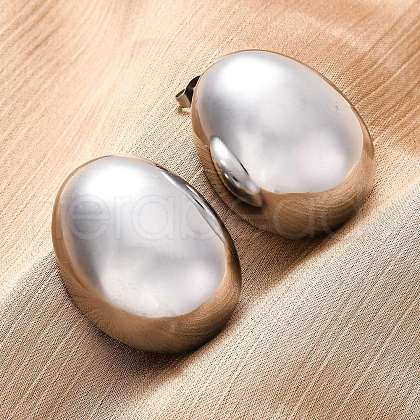 Casting Polishing 304 Stainless Steel Stud Earrings for Women EJEW-G431-01P-1