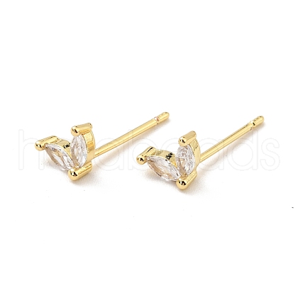 Cubic Zirconia Oval Stud Earrings EJEW-G297-13G-01-1