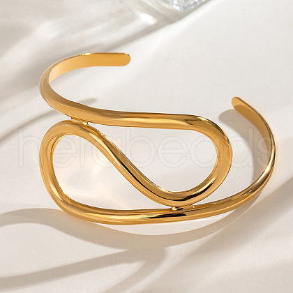 304 Stainless Steel Cuff Bangles for Women BJEW-V012-01G-1