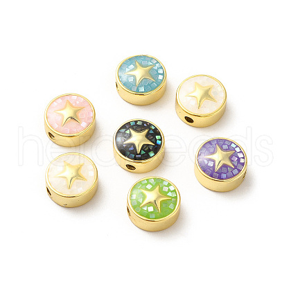 Rack Plating Brass Enamel Beads ENAM-D044-03G-1