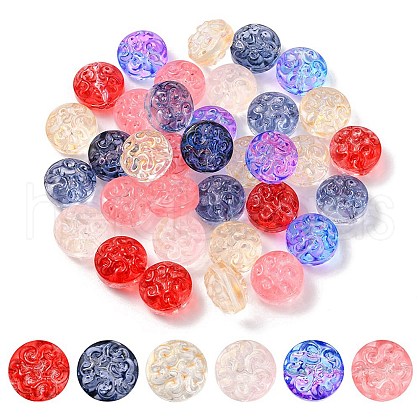 35Pcs Transparent Spray Painted Glass Beads GLAA-YW0001-61-1