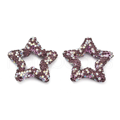 Star Shape Polymer Clay Rhinestone Beads CLAY-NH0001-06F-1