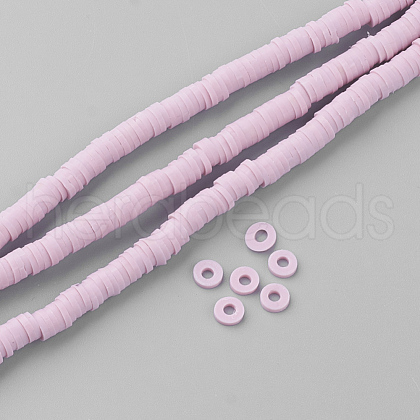 Flat Round Handmade Polymer Clay Bead Spacers CLAY-R067-3.0mm-26-1