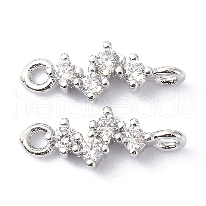 Eco-Friendly Brass Micro Pave Clear Cubic Zirconia Links Connectors ZIRC-C022-03P-1