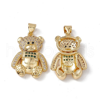 Brass Micro Pave Cubic Zirconia Pendants KK-B061-20G-01-1