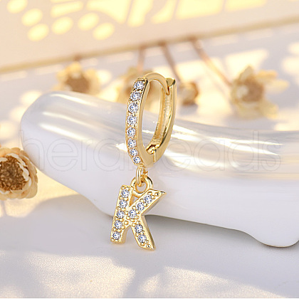 Brass Micro Pave Clear Cubic Zirconia Hoop Earrings WGE85EC-01-1