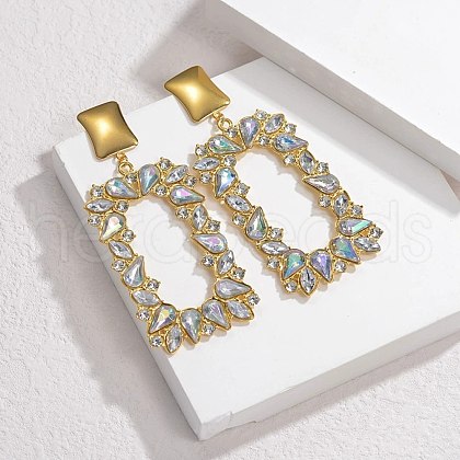 304 Stainless Steel Glass Dangle Stud Earrings EJEW-M095-13G-01-1