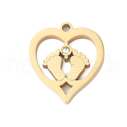 304 Stainless Steel with Rhinestone Pendants STAS-R168-24G-02-1