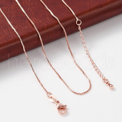 Brass Box Chain Necklaces for Women NJEW-D302-42RG-1