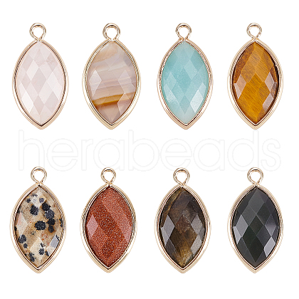 ARRICRAFT 8Pcs 8 Style Natural & Synthetic Gemstone Pendants G-AR0004-21-1
