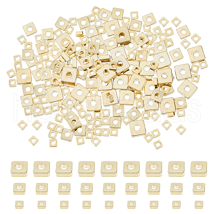 Hobbspring Square Brass Spacer Beads KK-HS0001-44-1