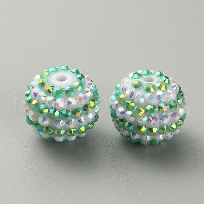 Stripe Pattern Resin Rhinestone Beads RESI-WH0034-20E-1