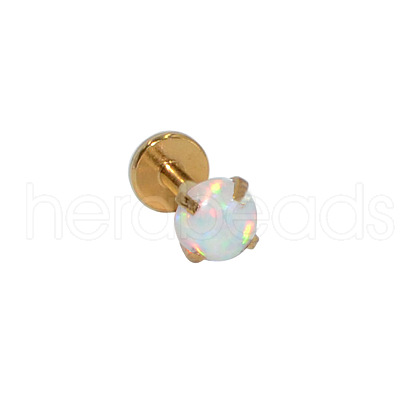 304 Stainless Steel White Synthetic Opal Internally Threaded Labrets For Women Men WGF4990-62-1