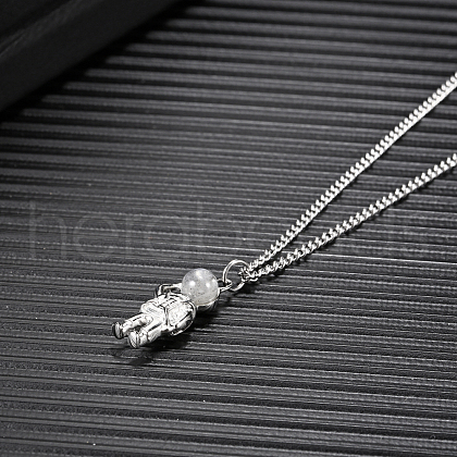 Fashionable Stainless Steel Astronaut Pendant Necklaces for Daily Wear YQ9634-1-1