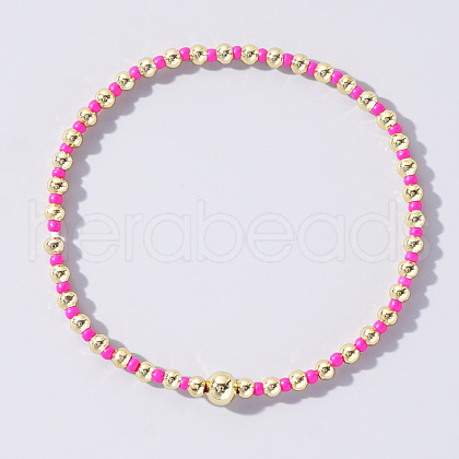 Bohemian Style Seed Beaded & Pearl Stretch Bracelet for Women XY5299-10-1