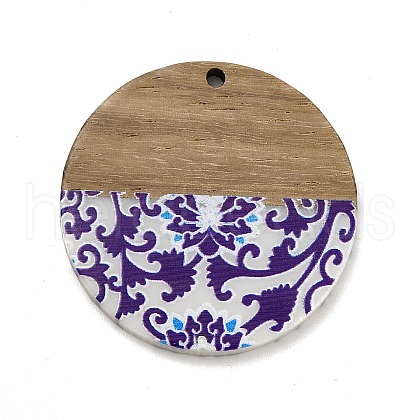 Printed Resin & Wood Pendants WOOD-F012-02-1