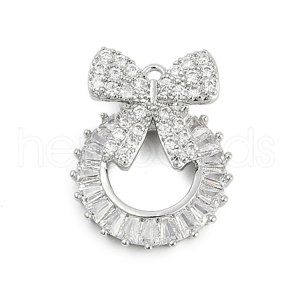 Brass Cubic Zirconia with Glass Pendants KK-Q026-23P-1