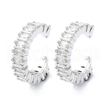 Rack Plating Brass Micro Pave Cubic Zirconia Cuff Earring EJEW-C086-10P-1