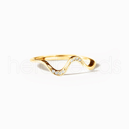 Wave Shaped 925 Sterling Silver Micro Pave Clear Cubic Zirconia Finger Rings FS-WG6021D-09-1