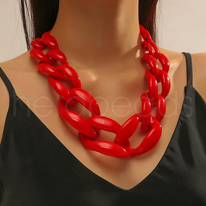 Bohemian Chunky Resin Twisted Chain Necklaces for Women FS-WGA6DA1-11-1