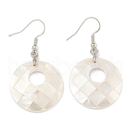 Rack Plating Brass Natural White Shell Dangle Earrings EJEW-N055-52C-1