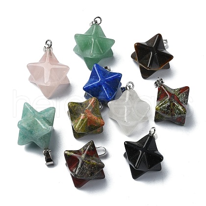 Natural & Synthetic Mixed Gemstone Pendants G-P519-03P-1