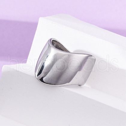 304 Stainless Steel Cuff Rings for Women RJEW-G348-02P-1