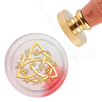 Brass Wax Seal Stamp with Handle AJEW-WH0184-0055-1