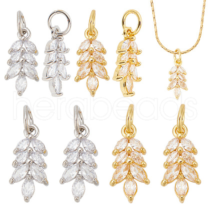 ARRICRAFT 8Pcs 2 Colors Rack Plating Brass Pave Cubic Zirconia Pendants KK-AR0003-85-1