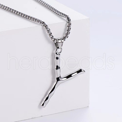 3Pcs Stainless Steel Textured Letter Pendants LW4134-25-1