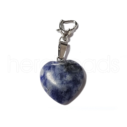 Natural Blue Spot Jasper Pendant Decorations PALLOY-PH01402-10-1