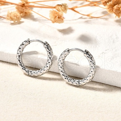 Non-Tarnish 304 Stainless Steel Grooved Hoop Earrings X-EJEW-M218-01B-P-1