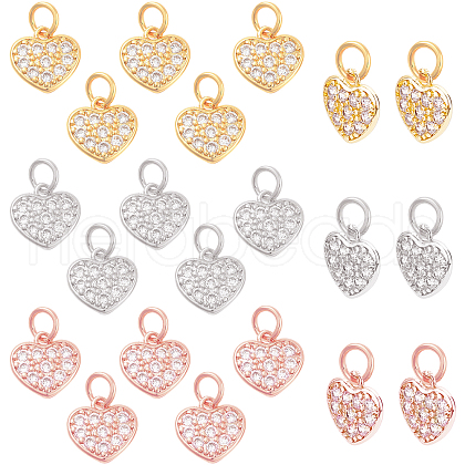  24Pcs 3 Colors Brass Micro Pave Clear Cubic Zirconia Charms KK-NB0001-41-1