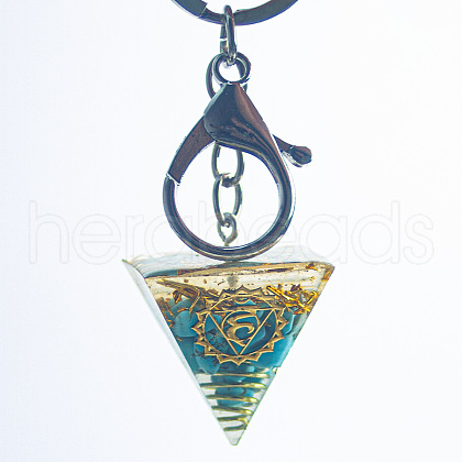 Chakra Theme Orgonite Pyramid Resin Energy Generators Pendant Keychain WG43482-06-1