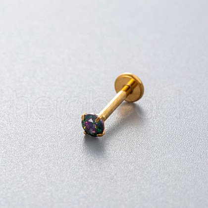G23 Titanium Alloy Cubic Zirconia 17 Gauge Flat Round Threadless Labrets WG94BD7-43-1