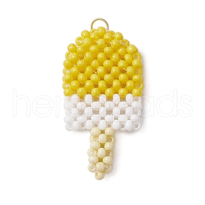 Glass Seed Beaded Ice Sucker Pendants PALLOY-CJ00147-1