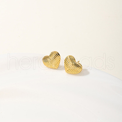 Stainless Steel Fashionable and Versatile Heart-shaped Stud Earrings for Women HP2099-1