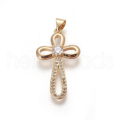 Brass Micro Pave Cubic Zirconia Pendants ZIRC-O027-15G-1