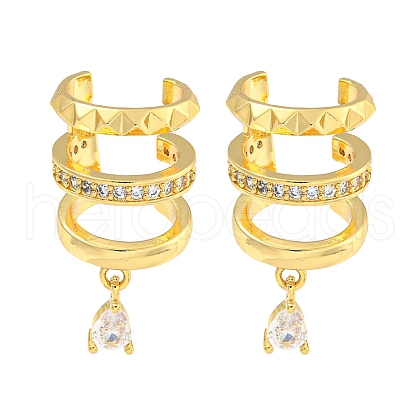 Brass Micro Pave Cubic Zirconia Cuff Earrings X-EJEW-C104-083G-1