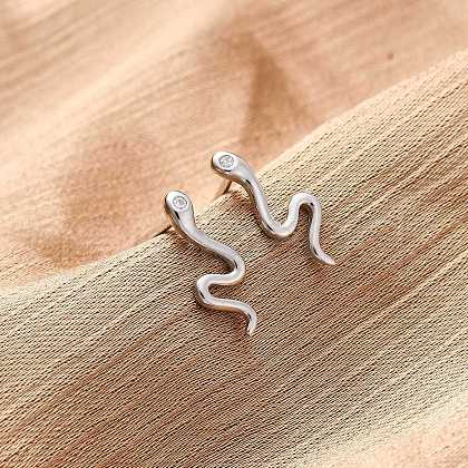 925 Sterling Silver Clear Cubic Zirconia Stud Earrings EJEW-F368-01P-1
