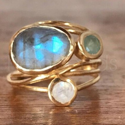 Alloy Multi-Moonstone Finger Rings for Women FS-WG1D73B-04-1