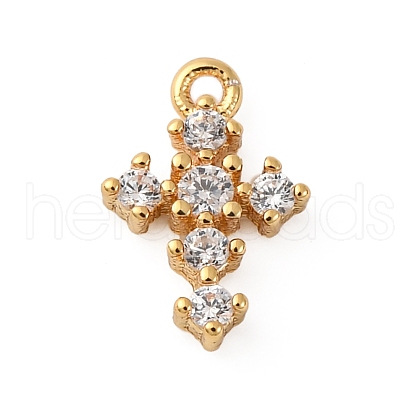 Brass Micro Pave Clear Cubic Zirconia Charms KK-V016-22D-G-1