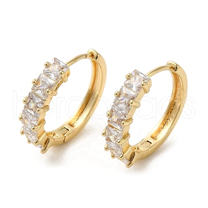 Brass Micro Pave Cubic Zirconia Hoop Earrings EJEW-C073-06D-G-1