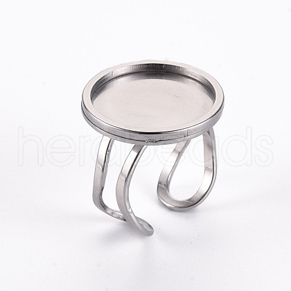 Tarnish Resistant 201 Stainless Steel Cuff Pad Ring Settings STAS-S080-040E-P-1