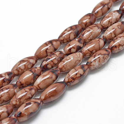 Baking Painted Glass Beads Strands DGLA-S115-22x10mm-S78-1