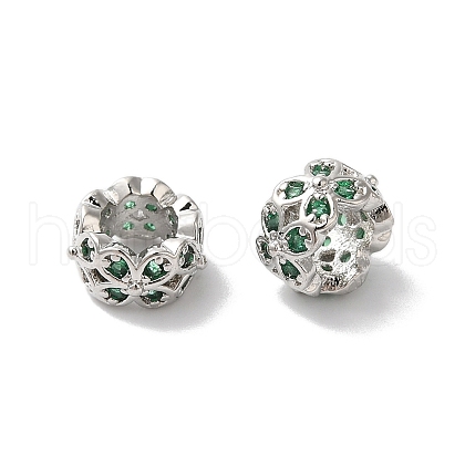 Long-Lasting Plated Brass Micro Pave Clear Cubic Zirconia Beads KK-K381-18B-P-1